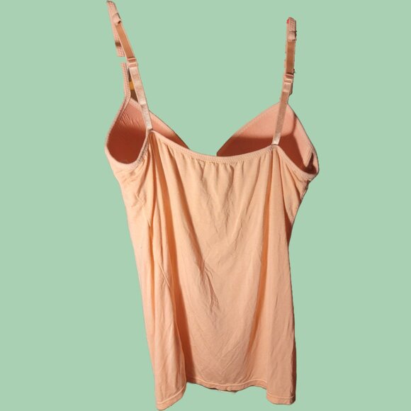 Modal Tank Top with Built-in Bra - Peach - Large - Adjustable Spaghetti Straps - Picture 3 of 5